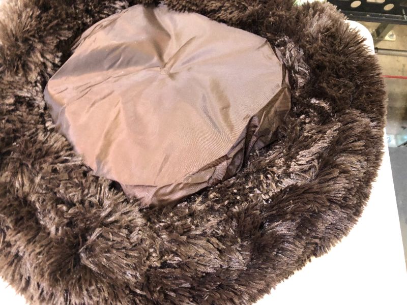 Photo 3 of Best Friends by Sheri The Original Calming Donut Cat and Dog Bed in Shag Fur Dark Brown, Small 23x23
