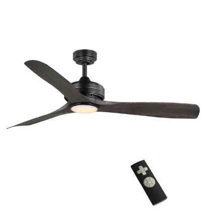 Photo 1 of Bayshire 60 in. LED Indoor/Outdoor Matte Black Ceiling Fan with Remote Control and White Color Changing Light Kit
