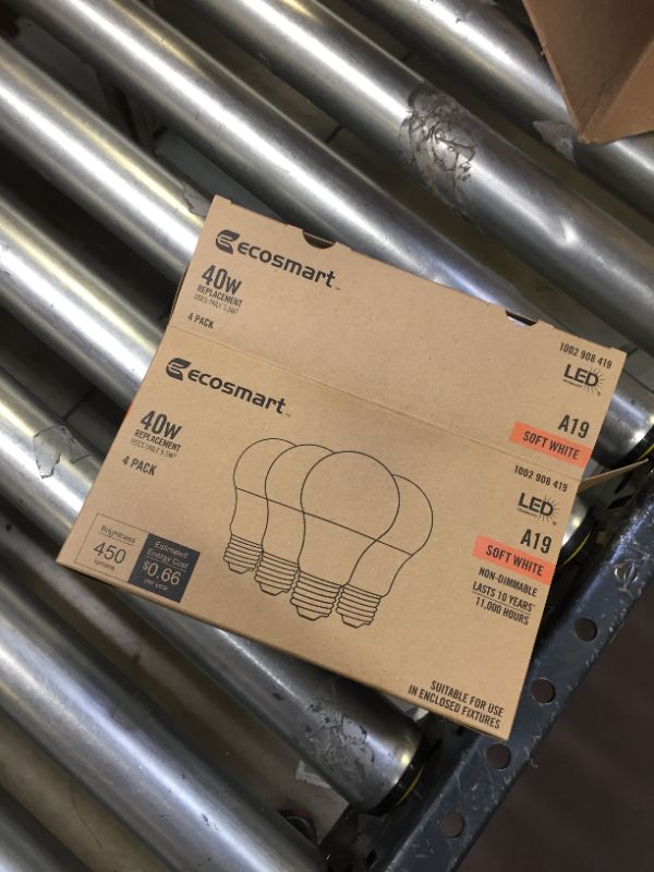 Photo 1 of EcoSmart 40-Watt Equivalent A19 Non-Dimmable LED Light Bulb Soft White (4-Pack)
