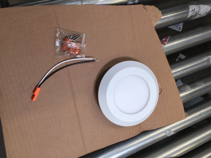 Photo 1 of 4 in. 2700K-5000K Selectable CCT Surface Integrated LED Downlight Recessed Light with White Round Trim
