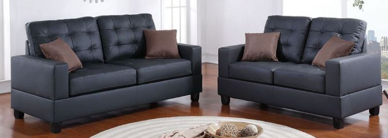 Photo 1 of 2-Pcs Sofa Set    Faux Leather/Pine Wood and Particle Board w/ Solid Wooden Legs
F7855