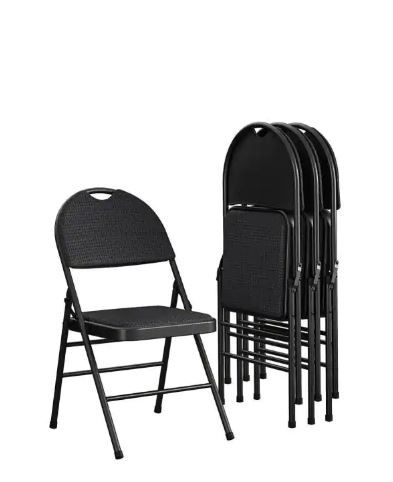 Photo 1 of Cosco Commercial XL Comfort Fabric Padded Metal Folding Chair, Triple Braced, Bl
