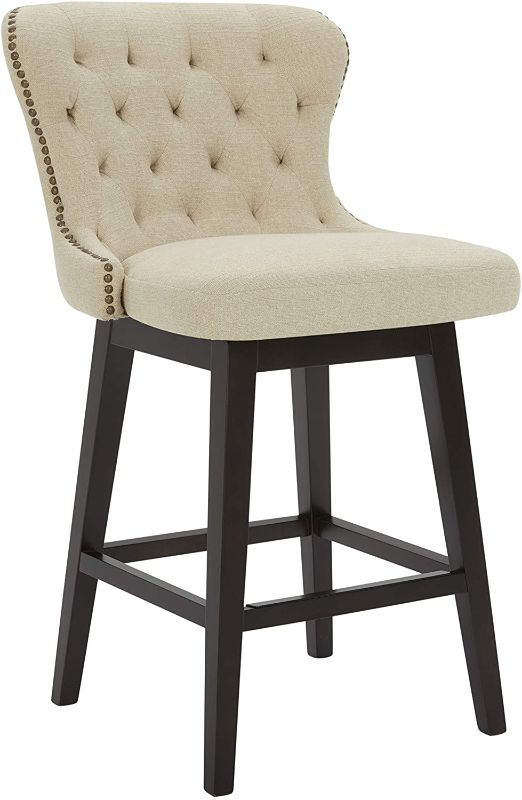 Photo 1 of Amazon Brand – Stone & Beam Morgan Memory-Swivel Counter-Height Barstool, 38.2"H, Hemp
