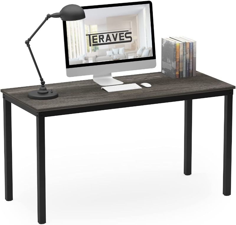 Photo 1 of Teraves Computer Desk/Dining Table Office Desk Sturdy Writing Workstation for Home Office (55.11“, Black Oak)
