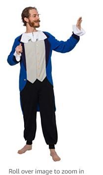 Photo 1 of FUNZIEZ! Colonial Pilgrim Costume - Adult One Piece- Patriot Pajamas (Blue SMALL 
