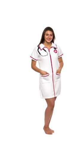 Photo 1 of FUNZIEZ! Nurse Costume for Women Classic Hospital Medical Scrub Dress (White, Small)
