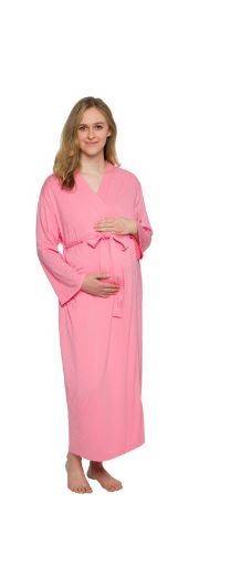 Photo 1 of 2 Full Length Maternity Kimono Robe - Lightweight Labor and Delivery Nursing Bathrobe for Moms - Silver Lilly (Dusty Pink, L/XL
