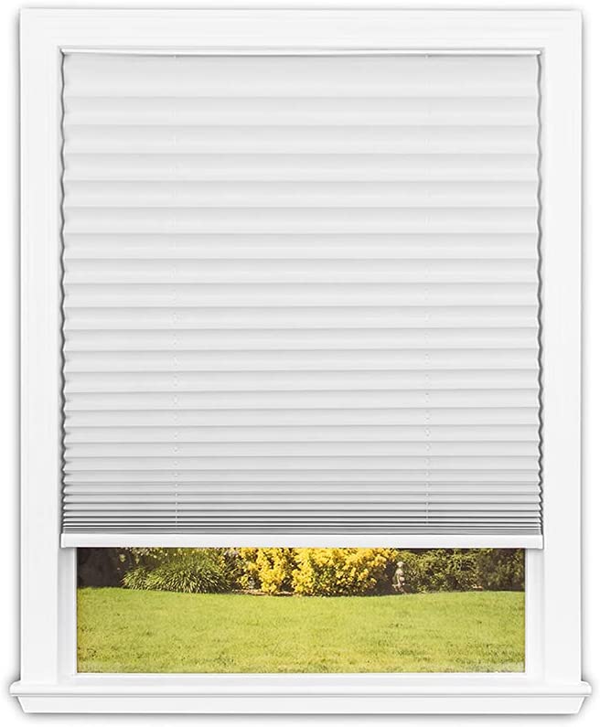 Photo 1 of Easy Lift Trim-at-Home Cordless Pleated Light Blocking Fabric Shade White, 48 in x 64 in, (Fits windows 31"- 48")
