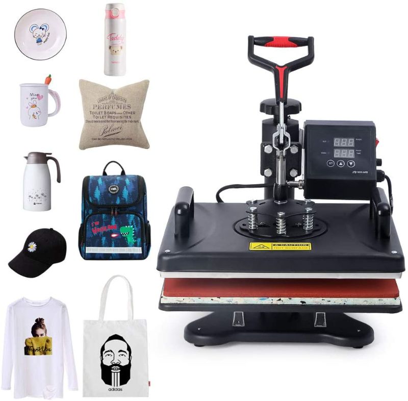 Photo 1 of 8 in 1 Heat Press Machine 12 X 15 Inch Digital Multifunctional Sublimation Combo Hot Pressing Vinyl 360 Degree Swing Away Heat Transfer Machine for T Shirts, Mug, Hat, Plate, Cap
OUT OF BOX ITEM
MISSING COMPONENTS 
