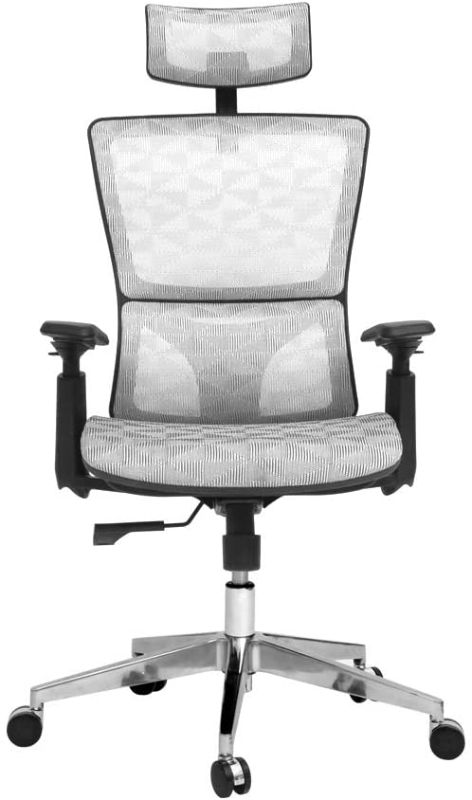 Photo 1 of CangLong Executive Chair with Adjustable Headrest, Office Chair with Mesh Seat and High Back, Desk Chair with 3D Armrest, Multifunction for Relaxation, BIFMA Certification No 5.1, Grey
