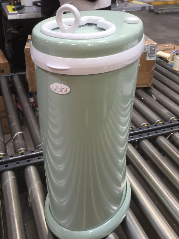 Photo 4 of Ubbi Steel Odor Locking, No Special Bag Required, Money Saving, Modern Design, Registry Must-Have Diaper Pail, Sage
