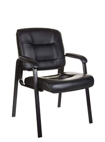 Photo 1 of Basics Classic Leather Office Desk Guest Chair with Metal Frame, Black
