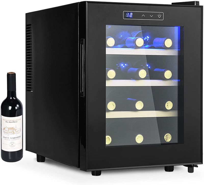 Photo 1 of Vehipa Wine Cooler-12 Bottle Wine Cooler Refrigerator, Freestanding Wine Cellar Quiet Operation Digital Temperature Control Wine Fridge Freestanding for Wine Beer Champagne or Sparkling Wine(Black)
