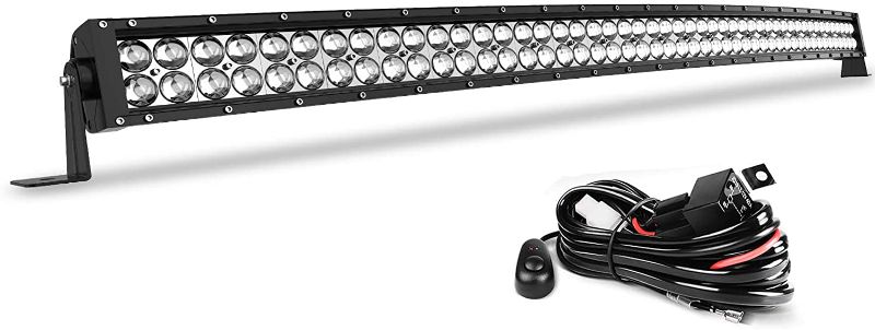 Photo 1 of AUTOSAVER88 LED Light Bar 50 Inch Curved Work Light 4D 400W with 10ft Wiring Harness, 40000LM Offroad Driving Fog Lamp Marine Boating Light IP68 Waterproof Spot & Flood Combo Beam Light Bar
