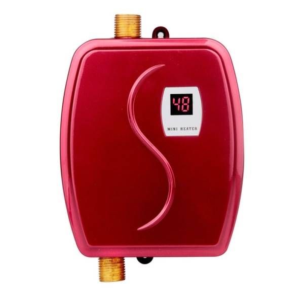 Photo 1 of 3000W Mini Electric Tankless Instant Hot Water Heater Bathroom Kitchen Washing Water Boiler Household Kitchen Appliance, Plug:110V US Plug(Red)