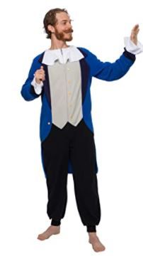 Photo 1 of 4 PACK - FUNZIEZ! Colonial Pilgrim Costume - Adult One Piece- Patriot Pajamas (Blue SIZE LARGE)