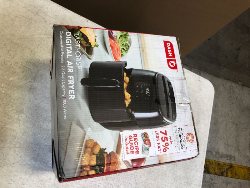 Photo 3 of Dash Tasti-Crisp™ Digital Air Fryer with AirCrisp® Technology, Custom Presets, Temperature Control, and Auto Shut Off Feature, 2.6 Quart - Black
