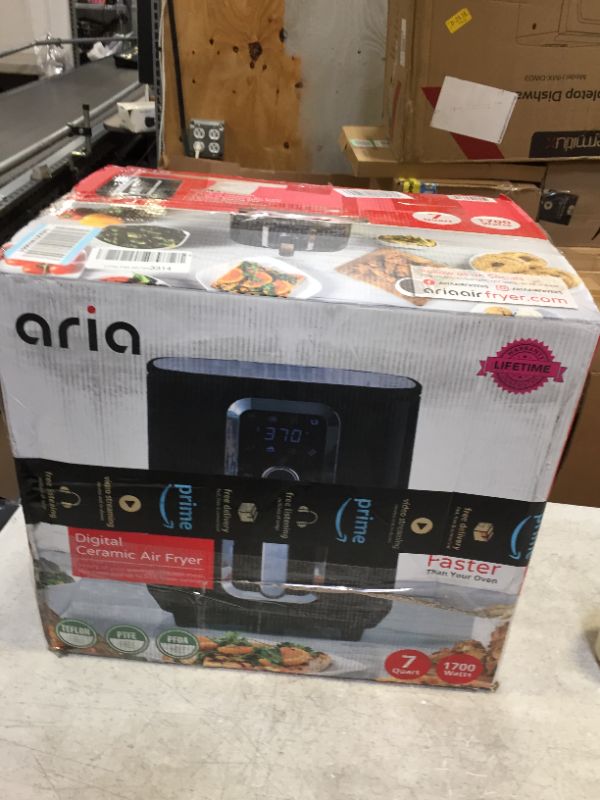 Photo 5 of Aria Teflon-Free 7Qt Family-Size Ceramic Air Fryer with 2-Tier Stainless Steel Rack, Baking Pan, Skewers, and Recipe Book including Vegan and Keto Options