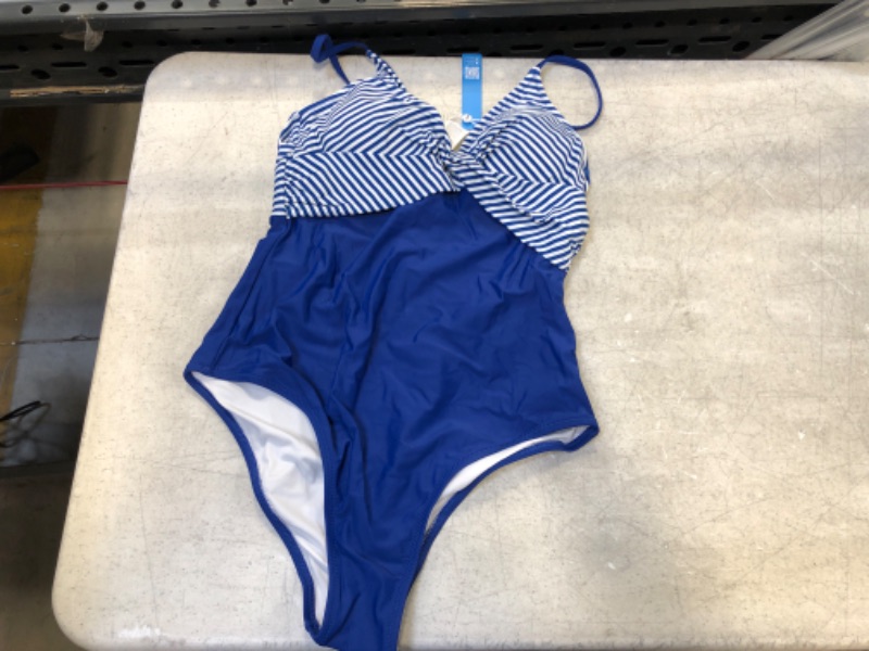 Photo 2 of Blue And Stripe One Piece Swimsuit
