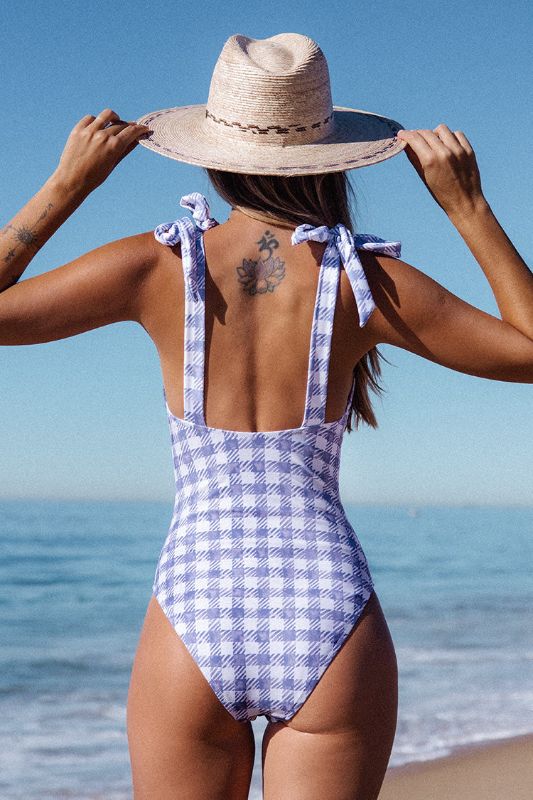 Photo 2 of 
Summertime Gingham Bow Shoulder One Piece Swimsuit Size L