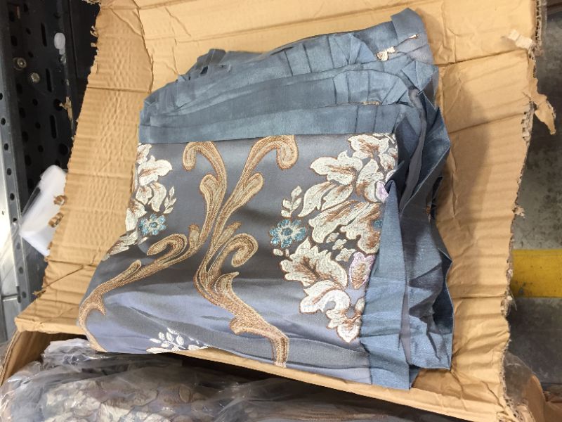 Photo 1 of Chic Home CS4622-AN 9 Piece Aubrey Decorator Upholstery Quality Jacquard Scroll Fabric Bedroom Comforter Set & Pillows Ensemble, Queen, Blue