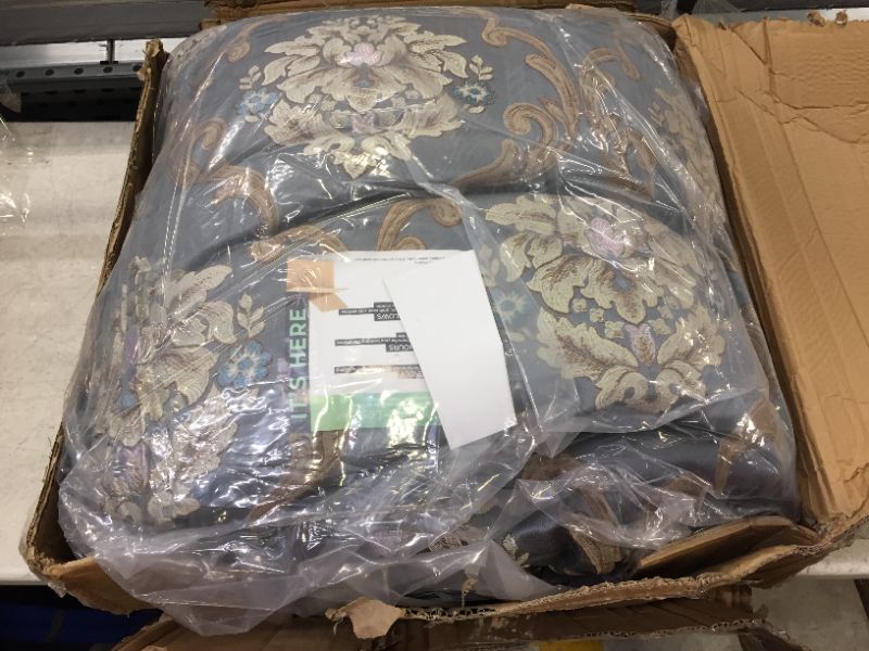 Photo 1 of Chic Home CS4622-AN 9 Piece Aubrey Decorator Upholstery Quality Jacquard Scroll Fabric Bedroom Comforter Set & Pillows Ensemble, Queen, Blue