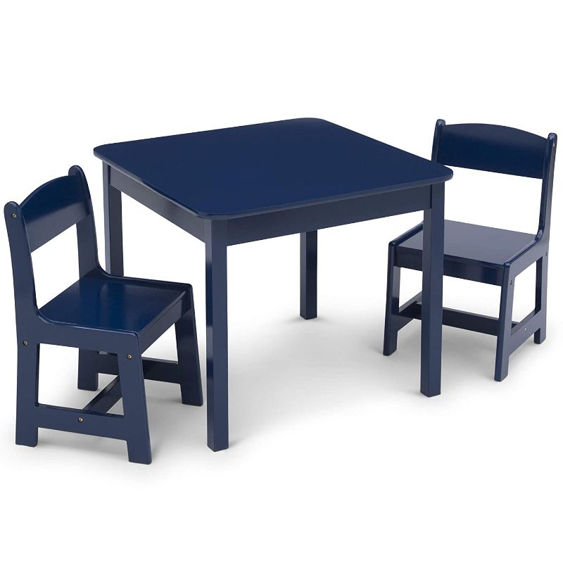 Photo 1 of Delta Children MySize Kids Wood Table and Chair Set (2 Chairs Included) - Ideal for Arts & Crafts, Snack Time, Homeschooling, Homework & More, Deep Blue
