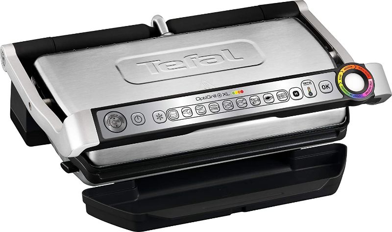 Photo 1 of T-fal GC722D53 1800W OptiGrill XL Stainless Steel Large Indoor Electric Grill with Removable and Dishwasher Safe Plates, Silver
