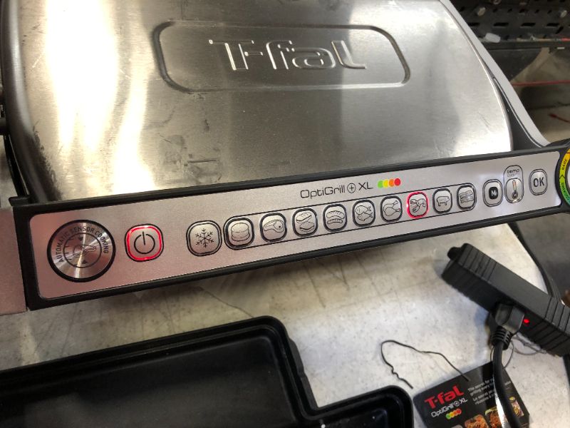 Photo 1 of T-fal GC722D53 1800W OptiGrill XL Stainless Steel Large Indoor Electric Grill with Removable and Dishwasher Safe Plates, Silver
