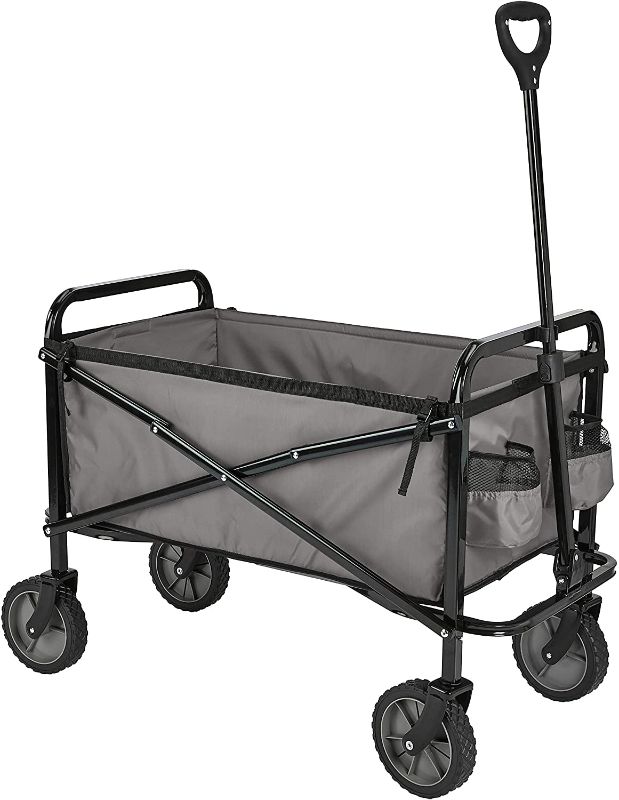 Photo 1 of Amazon Basics Garden Tool Collection - Collapsible Folding Outdoor Garden Utility Wagon with Cover Bag, Grey
