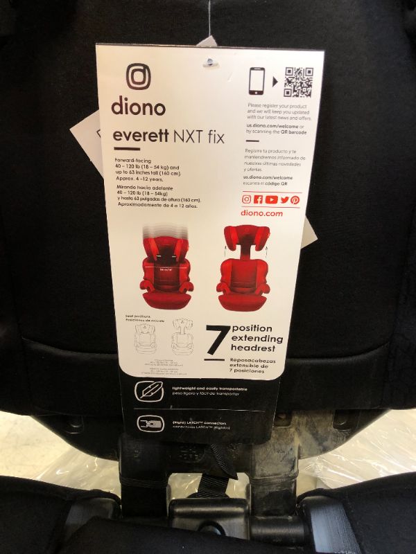 Photo 4 of Diono Everett NXT High Back Booster Car Seat with Rigid Latch, Lightweight Slim Fit Design, 8 Years 1 Booster Seat, Black
