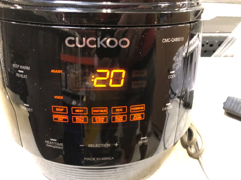 Photo 5 of CUCKOO CMC-QAB501SB | 5QT. Standard 8-in-1 Pressure Cooker | 10 Menu Options: Slow Cooker, Sauté, Steamer, Yogurt & More, Made in Korea | Black
