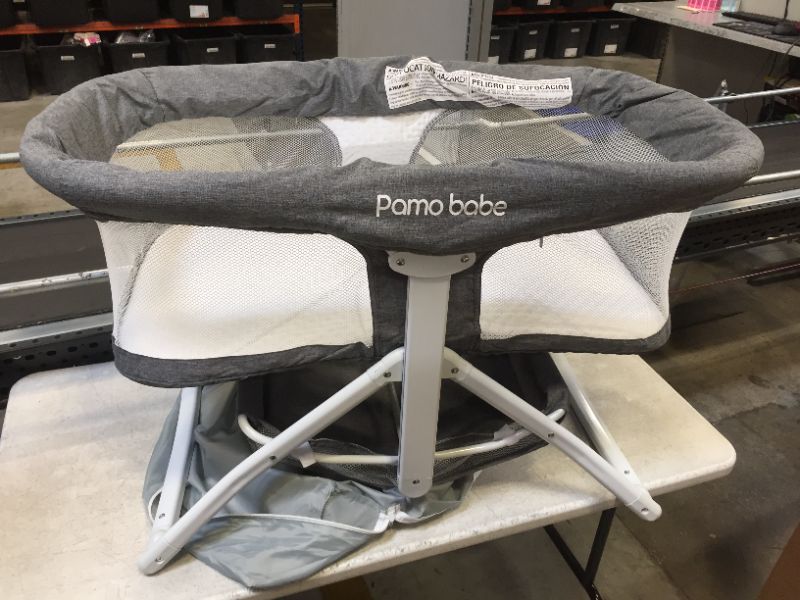 Photo 5 of Pamo Babe 2in1 Bassinet Quick Foldable Travel Crib Portable Rocking Bassinet (Gray)
