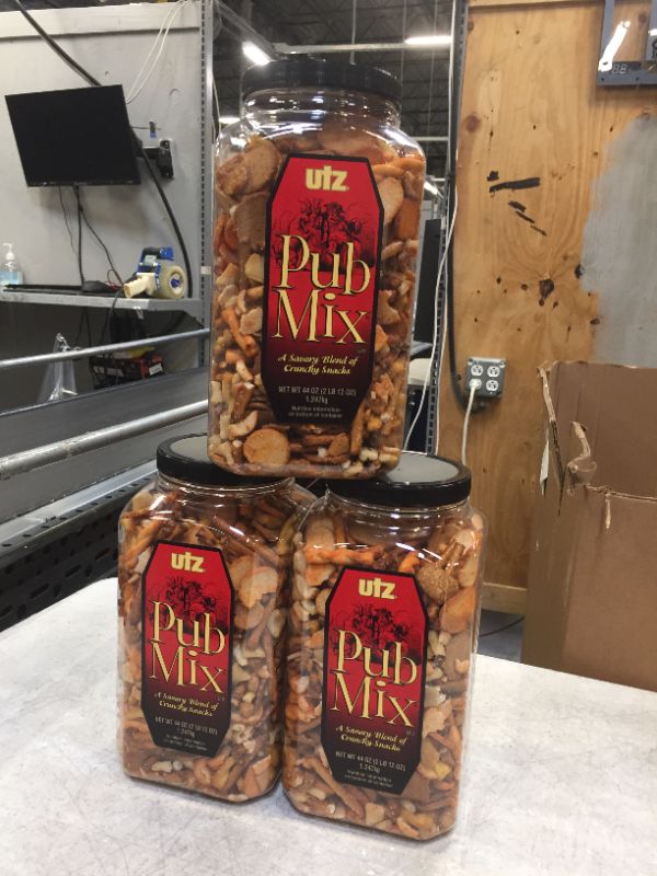 Photo 2 of 3 of Utz Pub Mix - 44 Ounce Barrel - Savory Snack Mix, Blend of Crunchy Flavors for a Tasty Party Snack - Resealable Container - Cholesterol Free and Trans-Fat Free--EXP NOV 2021
