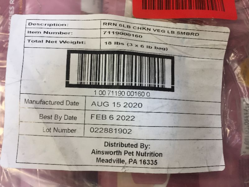 Photo 4 of 3 bags of Rachael Ray Nutrish Little Bites Real Chicken & Veggies Recipe Natural Food for Dogs, 6 lb---EXP DATE FEB 6 2022 
