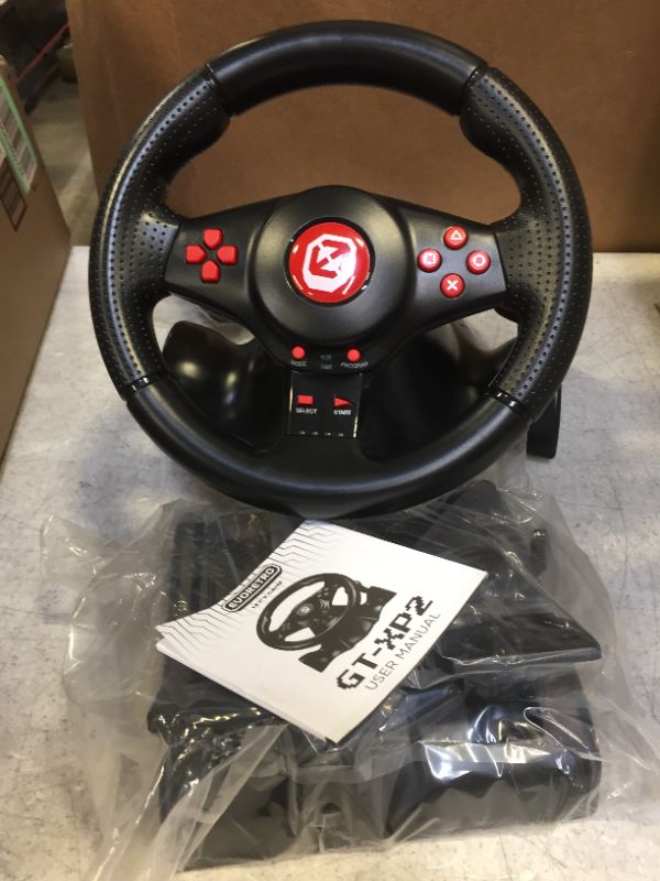 Photo 1 of EVORETRO Super Gaming Steering Wheel with Pedals compatible for Nintendo Switch - Great for Mario Kart 8 - For PC/PS3. Best gaming desk accessories!
