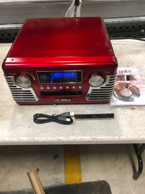 Photo 3 of victrola bluetooth stereo turntable with cd player red