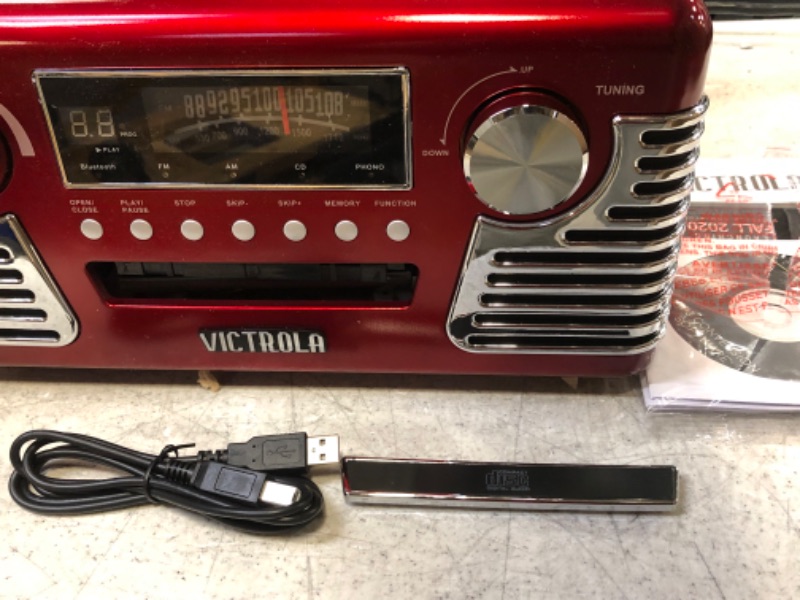 Photo 5 of victrola bluetooth stereo turntable with cd player red