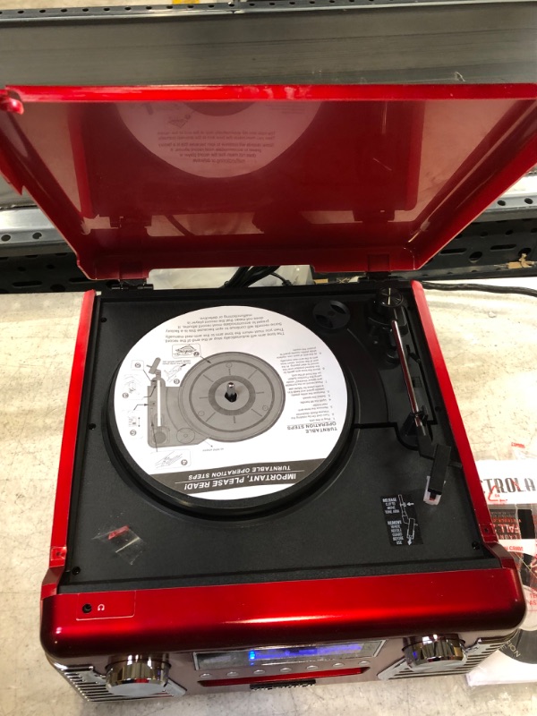 Photo 2 of victrola bluetooth stereo turntable with cd player red