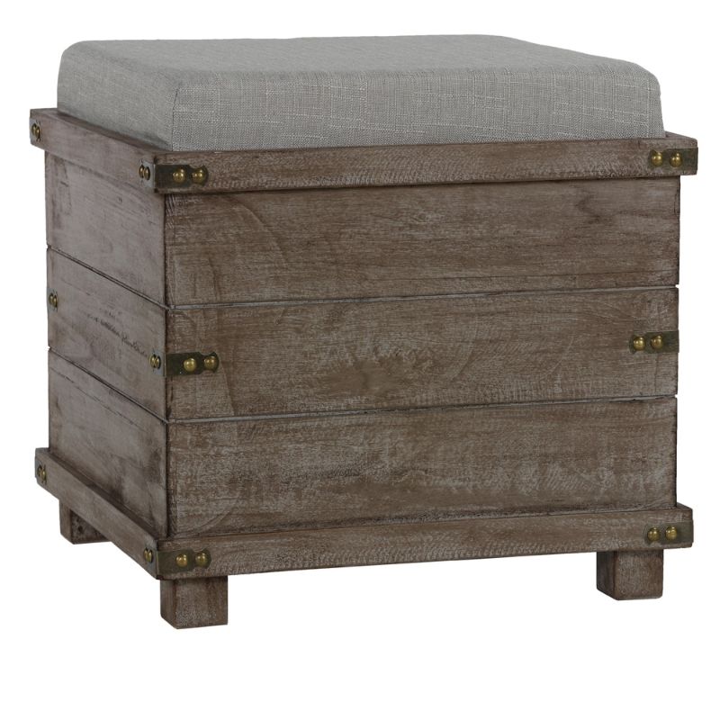 Photo 1 of Cortesi Home Scusset Storage Chest Tray Ottoman in Fabric and Wood, Grey
