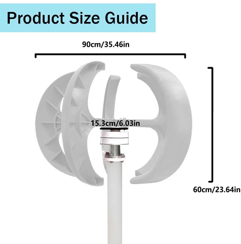 Photo 1 of MONIPA Wind Turbine Generator 600W DC 24V 5 Blades Lantern Motor Vertical Axis Windmill with Controller
