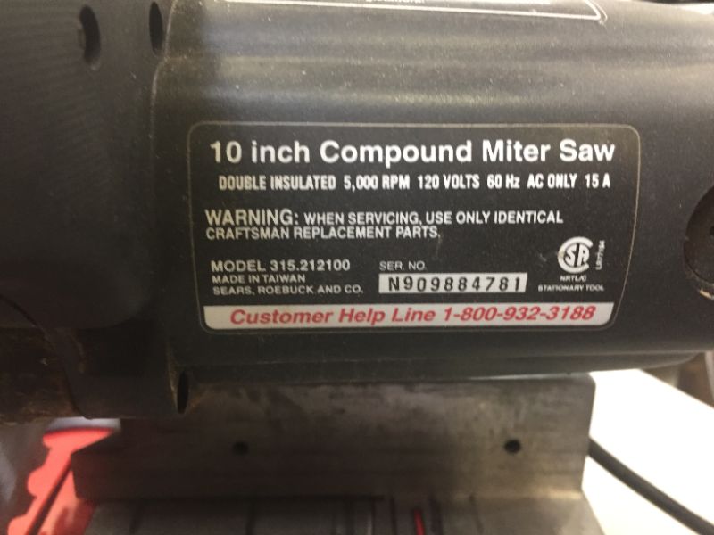 Photo 2 of Craftsman 10-Inch Compound Miter Saw
