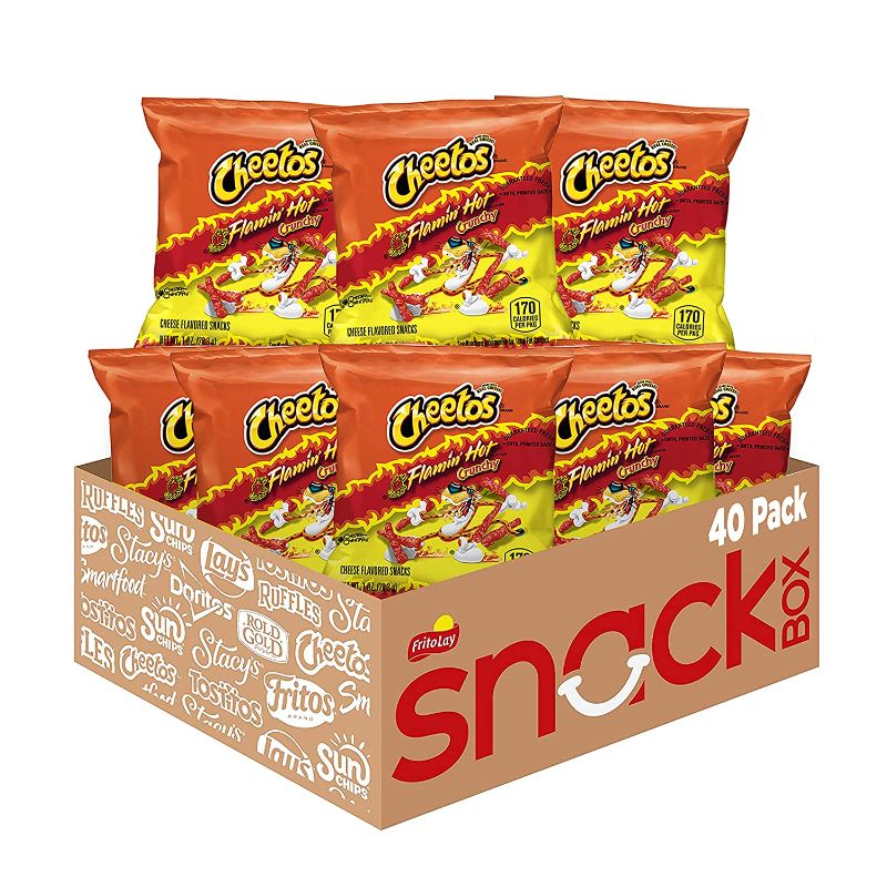 Photo 1 of Cheetos Crunchy Flamin' Hot Cheese Flavored Snacks, 1 Ounce (Pack of 40)
------ 2 BOXES ----- best by 08 24 2021 