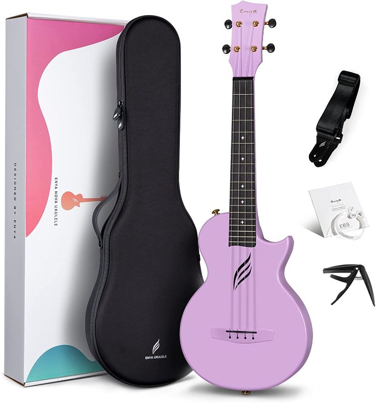 Photo 2 of Enya Tenor Ukulele 26 Inch Carbon Fiber Cutaway Travel Ukelele for Adult with Beginner Bundle Kit Including Online Video Lessons, Case, Strap, Capo and Strings?Nova U Pro Purple?
