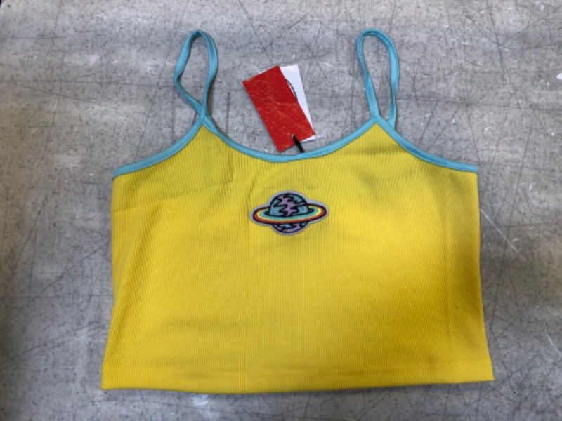 Photo 2 of Cider women's yellow planet tank top size M