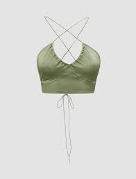 Photo 1 of Cider women's olive green halter top 