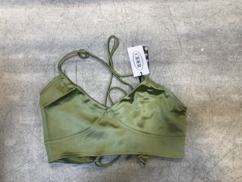 Photo 2 of Cider women's olive green halter top 