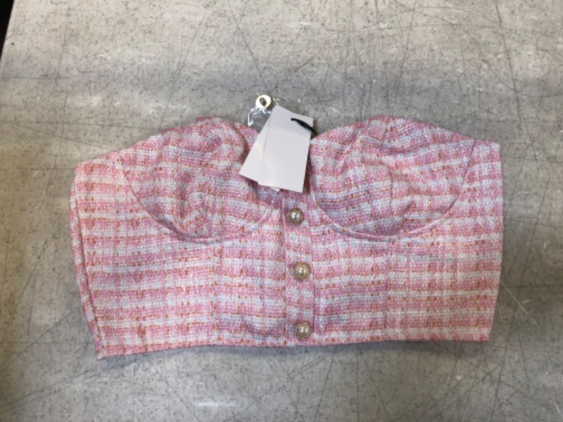 Photo 2 of Cider women's pink lady button up tube top size M