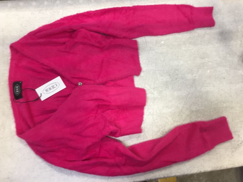 Photo 1 of furry long sleeve hot pink 
crop top
women's shirt
medium