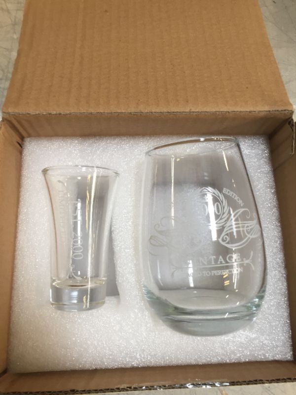Photo 1 of 2000 22nd Birthday Gifts For Women & Men 13 Oz Wine Glass + 2 Oz Shot Glass, 22nd Birthday Decorations For Women, Funny Present Ideas for Her, Wife, Mom, Coworker, Best Friend, Anniversary Presents
